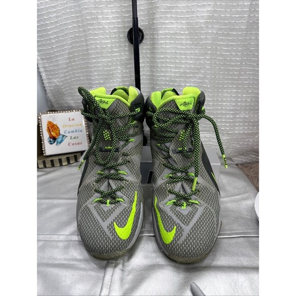 (T5)Nike Lebron XII Dunkman Force Grey Black Green 684593-001 Size 10.5 -2014 main image 5